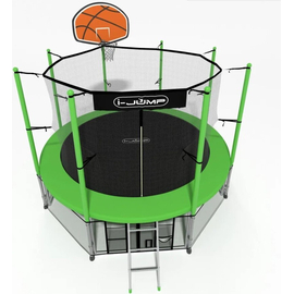 Батут i-JUMP CLASSIC Basket 14ft green с баскетбольным кольцом